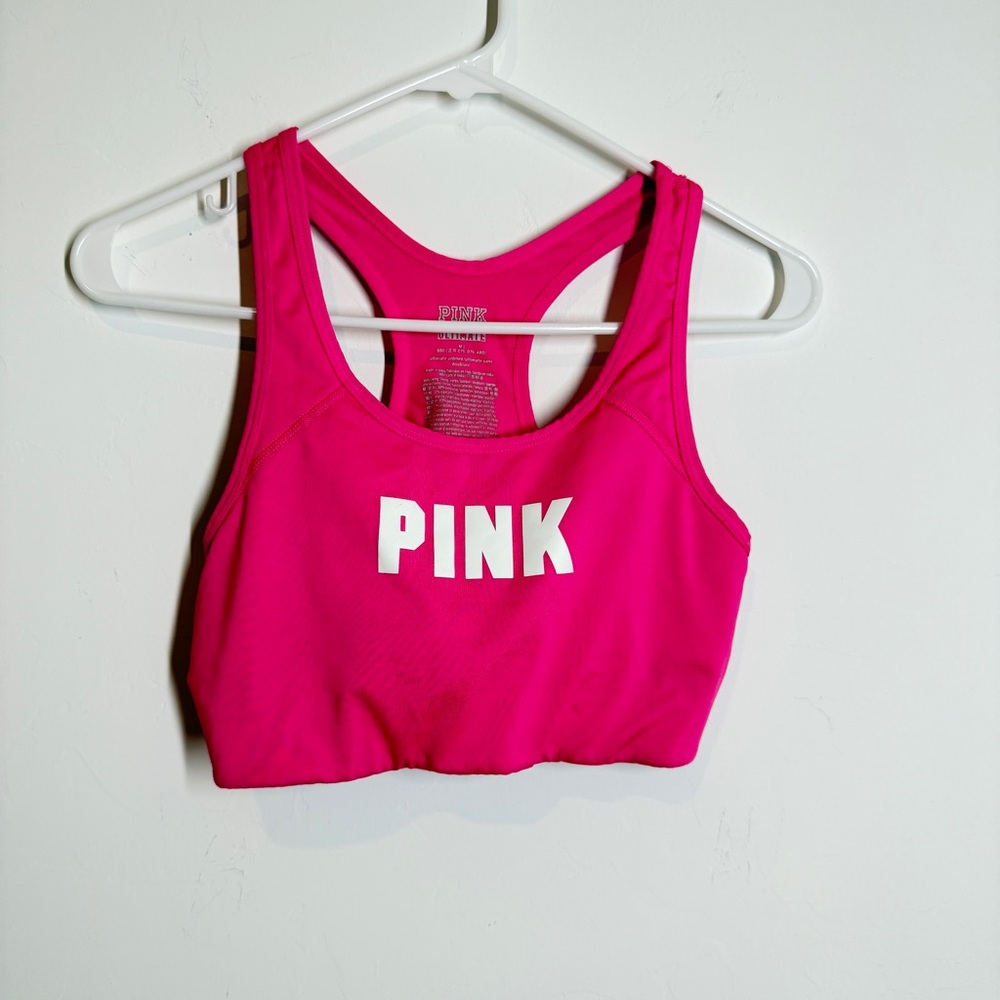 PINK Victoria's Secret Ultimate Sports Bra Bright Pink Racerback M